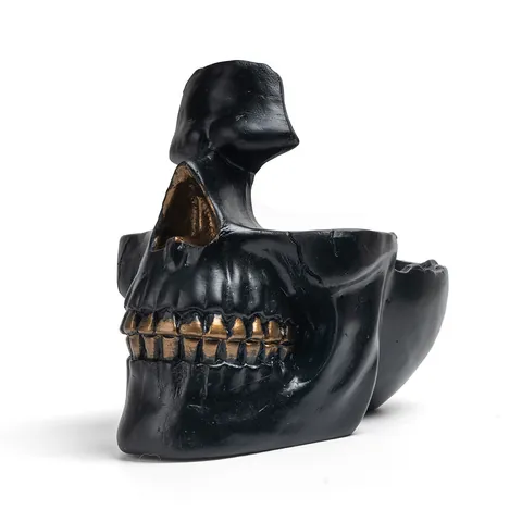 Creative Skull Glasses Holder Resin Skeleton Sculpture Desktop Organizer For Keys Glasses Home Office Decor Halloween Skeleton Gift