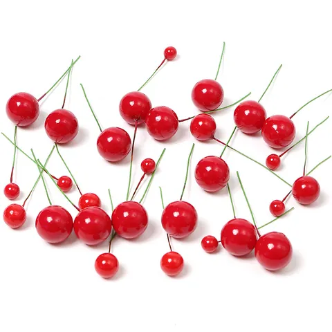 Artificial Red Berries Foam Fruit Berries Stems for DIY Christmas Wreath Floral Arrangement Wedding New Year Decoration