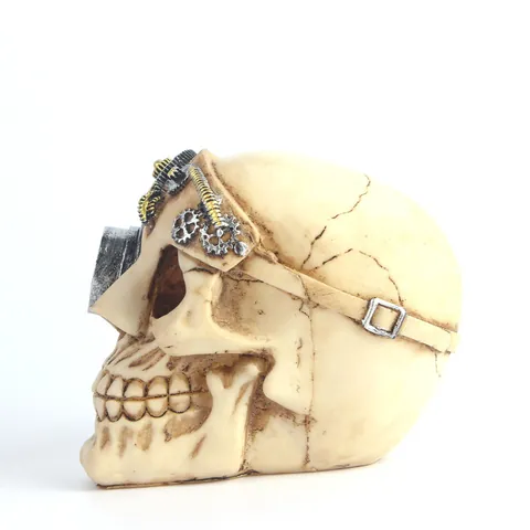 Adorno de Calavera de Resina Steampunk Con Engranajes Mecánicos Decoración de Terror de Halloween Vintage Para Casa Embrujada