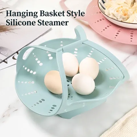Silicone Steamer Rack Heat Resistant Non Stick Steaming Basket With Handles For Kitchen Pot Cooker Rice Cooker Large Small