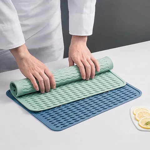 Alfombrilla de Secado de Silicona Mantel Individual Resistente al Calor Para Mesa De Comedor Antideslizante Con Orificio