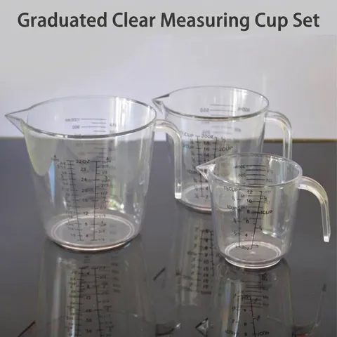 Transparent Plastic Measuring Cup With Handle Dual Scale Graduated Jug For Baking Flour Milk Tea Kitchen Tools PP Material