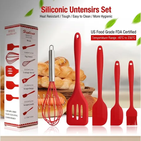 Silicone Kitchen Baking Utensil Set Heat Resistant Spatula Whisk Oil Brush Cooking Tools For Home Kitchen Bakery Accessories