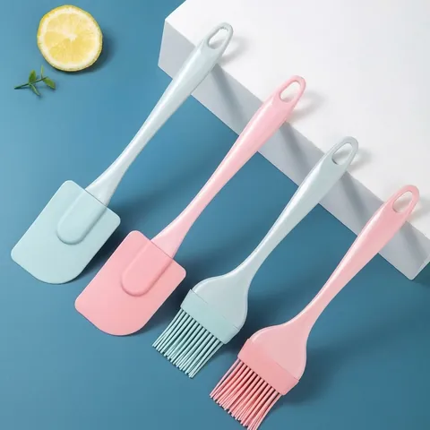 One-Piece Silicone Spatula Oil Brush Nordic Heat Resistant Baking Tool Set For Kitchen Barbecue Cream Mixing Basting