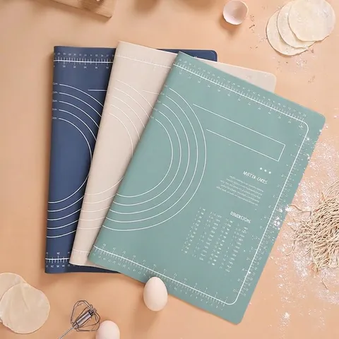 Food Grade Silicone Pastry Mat With Scale Non-Stick Thickened Dough Kneading Pad Nordic Style Rolling Pin Baking Tool