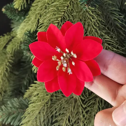 7cm Künstliche Weihnachtsstern Blütenköpfe Roter Vliesstoff Weihnachtsbaumschmuck Für Feiertagsparty Heimdekor Hochzeitszubehör
