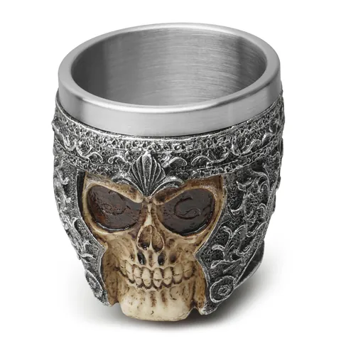 Gothic Retro Skull Shot Glass Stainless Steel Resin Wine Cup Embossed Warrior Skull Drinking Cup For Halloween Bar Decor