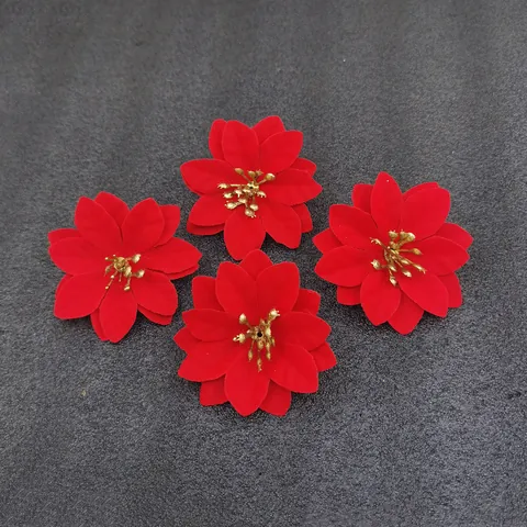 7cm Künstliche Weihnachtsstern Blütenköpfe Roter Vliesstoff Weihnachtsbaumschmuck Für Feiertagsparty Heimdekor Hochzeitszubehör