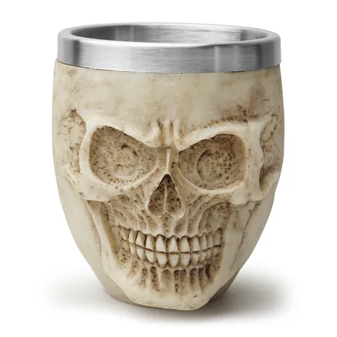 Gotisches Totenkopf Schnapsglas Neuheit Harz Edelstahl Becher Horror Totenkopf Kopf Trinkbecher Halloween Party Bar Haus Dekor Ornament