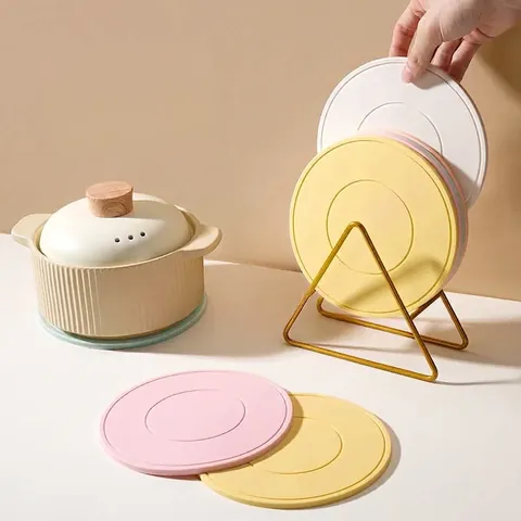 Nordic Round Silicone Heat Resistant Placemat Non-Slip Coaster For Dining Table Kitchen Anti-Scald Pad For Hot Pots Bowls Plates