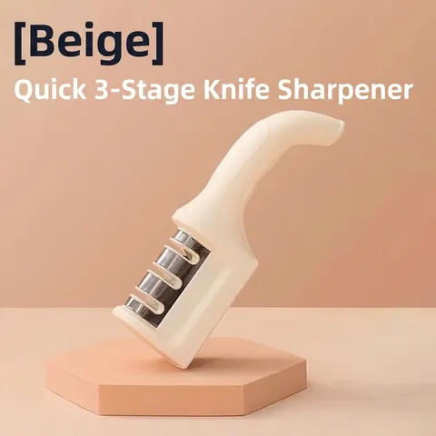 Professional 3-Stage Manual Knife Sharpener With Ergonomic Handle Non-slip Base For Kitchen Tool Portable Blade Sharpening