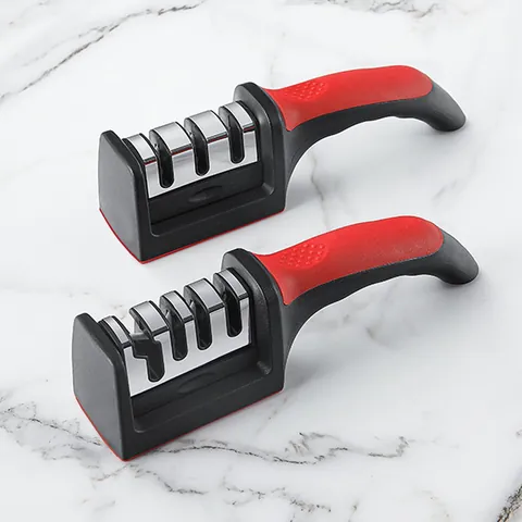 Manual Handheld Knife Sharpener 4 Stage Professional Sharpening Tool With Ergonomic Non Slip Handle For Kitchen Knives Scissors