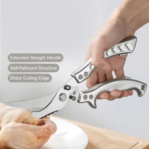 Heavy Duty Stainless Steel Kitchen Scissors Multifunctional Poultry Shears for Bone Fish Ergonomic Handle Safety Lock Modern Tool