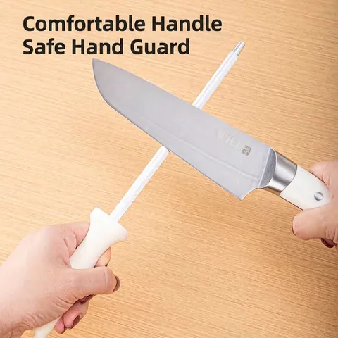 Professional Stainless Steel Honing Steel Knife Sharpener Rod with Ergonomic Anti-slip Handle for Kitchen Chef Knife Care