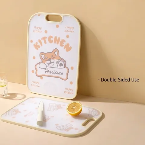 Double Sided Cutting Board Food Grade PP TPR Chopping Board With Cute Corgi Shiba Inu Cartoon Pattern For Kitchen Fruit