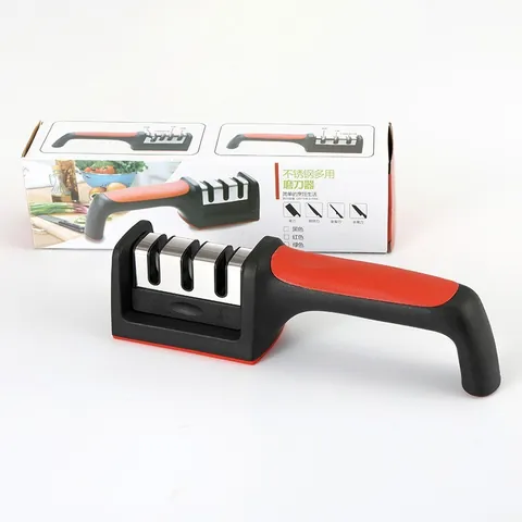 Affilacoltelli Manuale Professionale a 4 Stadi Strumento di Affilatura per Cucina Multifunzionale per Forbici e Coltelli Design Ergonomico Antiscivolo