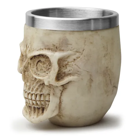 Gotisches Totenkopf Schnapsglas Neuheit Harz Edelstahl Becher Horror Totenkopf Kopf Trinkbecher Halloween Party Bar Haus Dekor Ornament