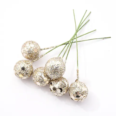 Simulation Glitter Berries Artificial Holly Fruit Foam Berries With Iron Wire Stems For Christmas DIY Wedding Party Home Decor