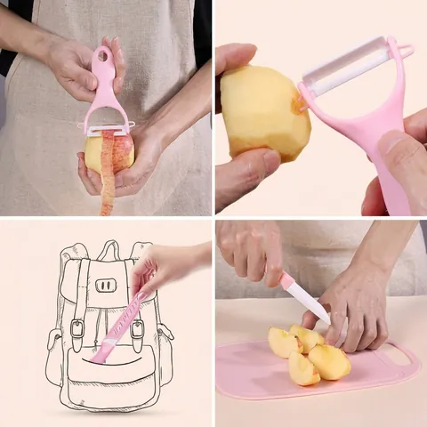 Ceramic Fruit Knife Peeler Cutting Board Kitchen Tool Nordic Color Portable Baby Food Supplement Preparation Tool Set