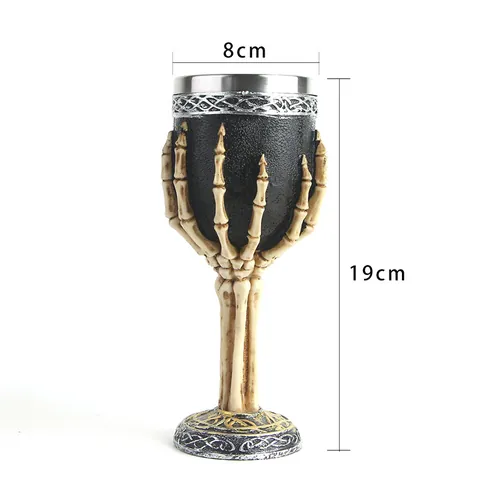 Gothischer Totenkopf Kelch Weinglas Mit Edelstahleinsatz Harz Skeletthand Kelch Halloween Party Home Decor Trinkgeschirr