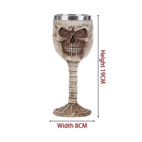 Vintage Skelet Schedel Beker Hars Roestvrij Staal Liner Gotische Wijnkelk Retro Halloween Feest Decor Gepersonaliseerde Barware Cadeau