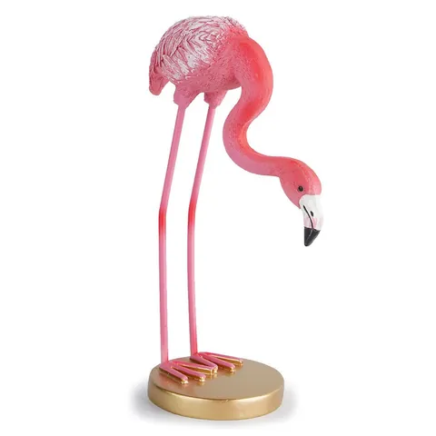 Ornement de Flamant Rose en Résine Moderne Minimaliste Avec Base Dorée Figurine d'Animal de Style Nordique Élégant