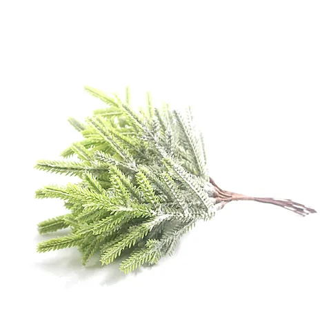 Artificial Snow Frosted Pine Needles Cypress Branches Green PVC Faux Plant For Christmas Wedding Home Desktop Decoration