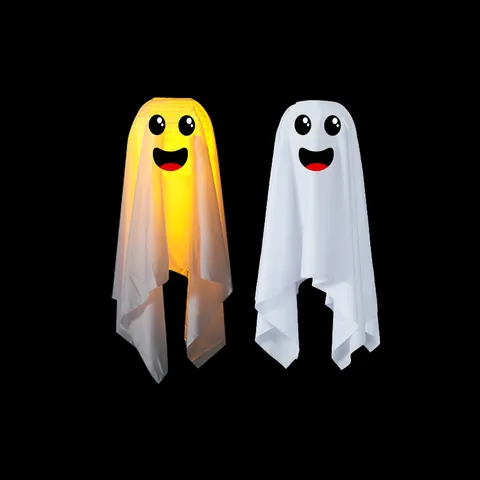 Halloween Glowing Ghost Lantern Hanging Decoration Light Up Fabric Spooky Ghost Face Pendant For Horror Party Scene Decor