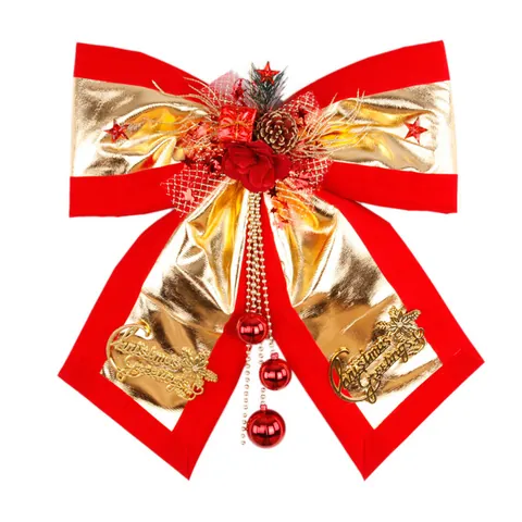 Grande Fiocco di Natale Rosso Oro Con Pigne Mini Scatole Regalo Per Decorazione Albero di Natale Festa Casa