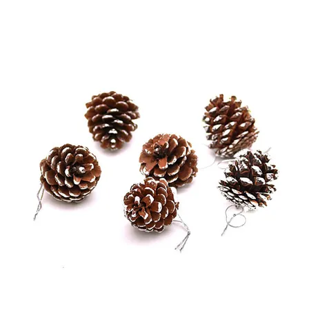 Natural Christmas Pine Cone Ornaments White Tipped Snow Pinecones Hanging Decorations For Christmas Tree Party Home Decor