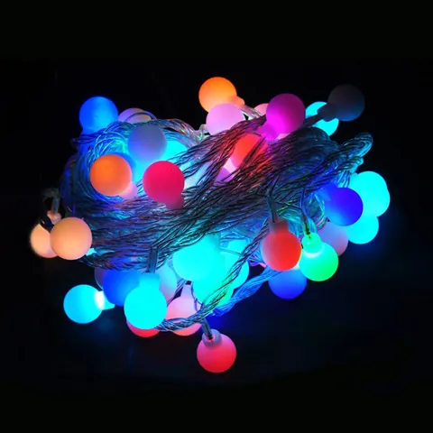 Frosted Ball LED Christmas String Lights Warm White Multicolor Fairy Lights For Bar Party Home EU Plug Decorative Lighting