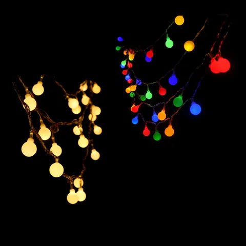 Frosted Ball LED Christmas String Lights Warm White Multicolor Fairy Lights For Bar Party Home EU Plug Decorative Lighting