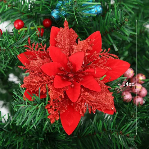 Glitzer Künstliche Weihnachtsstern Blumen Weihnachtsbaum Dekorationen DIY Kranz Girlanden Party Haus Schmuck Festliche Vorräte
