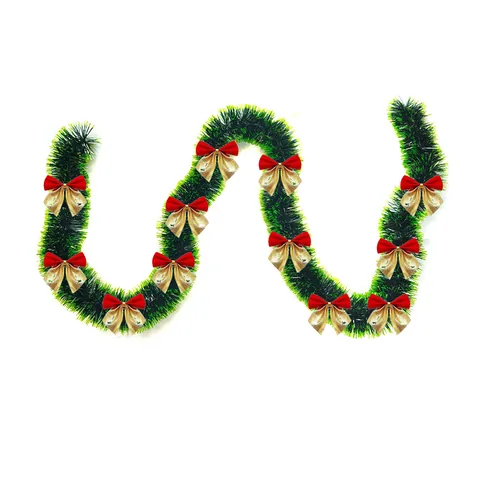 Festliche Dunkelgrüne Lametta Girlande Weiße Spitzen Weihnachten Schleife Ornament Baum Dekoration Party Band Hängende Deko