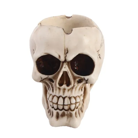 Realistischer Kunstharz Skelett Totenkopf Aschenbecher Gotisch Vintage Stilett Totenkopf Desktop Ornament Halloween Deko Geschenk