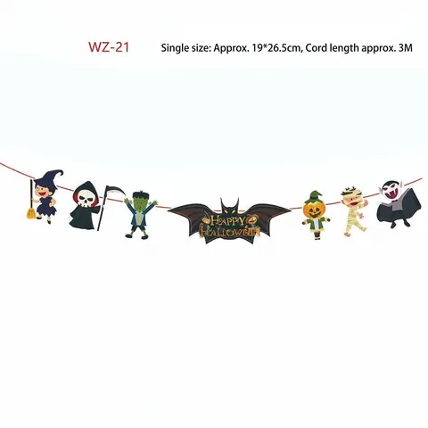 Halloween Cartoon Papier Banner Girlande Hängende Dekoration Geist Kürbis Fledermaus Zombie Party Hintergrund Atmosphäre Layout Zubehör