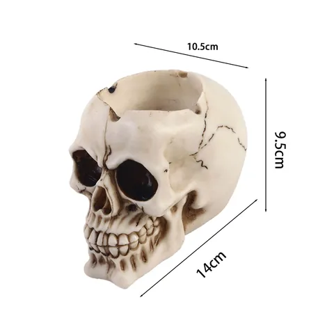 Realistischer Kunstharz Skelett Totenkopf Aschenbecher Gotisch Vintage Stilett Totenkopf Desktop Ornament Halloween Deko Geschenk