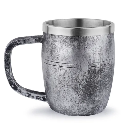 Mittelalterlicher Kreuzritter Helm Becher Harz Edelstahl Bierkrug Retro Vintage Kaffeebecher Für Halloween Home Decor Geschenk