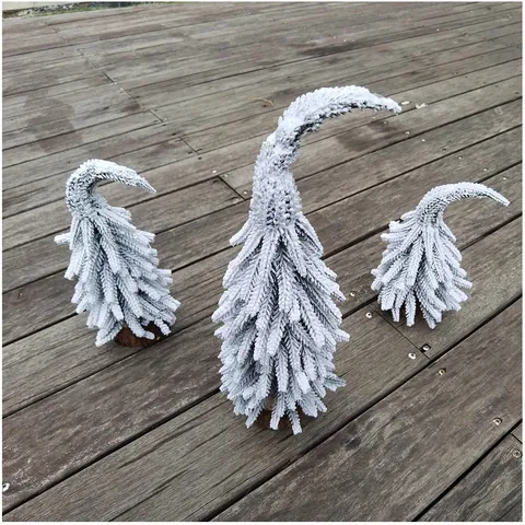 Flocked Mini Cedar Christmas Tree PE Material Tabletop Decoration With Solid Wood Base Small Medium Large Set For Holiday Party