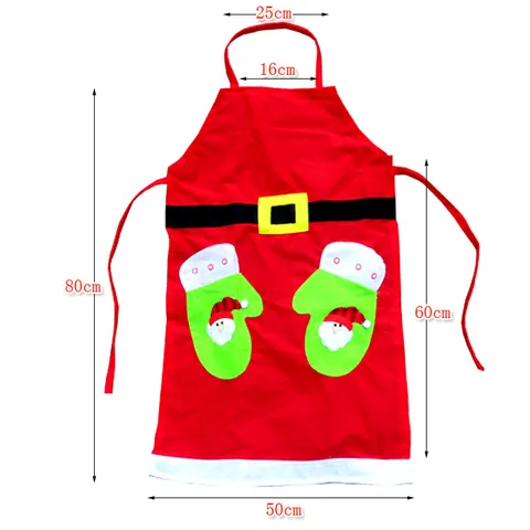 Christmas Themed Apron Santa Claus Snowman Printed Applique Waiter Apron For Christmas Party Decoration Home Kitchen Festive Decor
