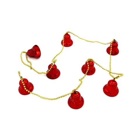 Large Christmas Decoration Bell String Garland Plastic PVC Embossed Bells Beads Chain For Holiday Tree Home Party Decor