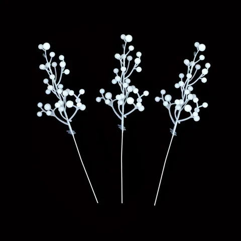 White Artificial Berry Stem Christmas Ornament For Xmas Tree Decoration DIY Holiday Floral Arrangement Home Decor Ornament