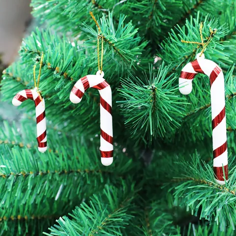 Christmas Decoration Plastic Candy Cane Ornaments Striped Hanging Pendants For Christmas Tree Holiday Party Home Decor