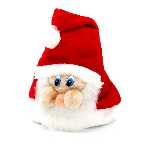 Gorro de Peluche de Papá Noel de Navidad Con Diseño de Máscara Facial Rojo Blanco Pompon Accesorio de Disfraz Festivo para Adultos y Niños