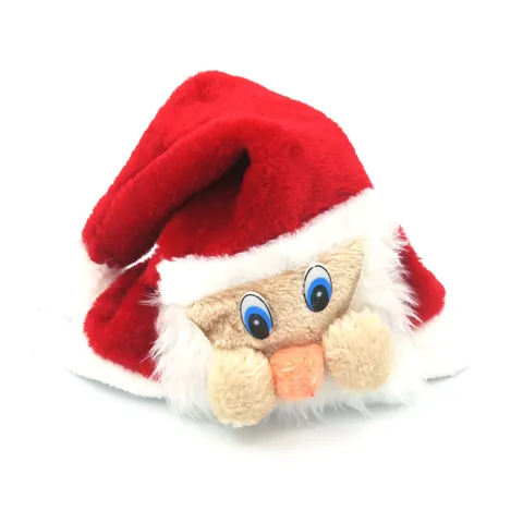 Gorro de Peluche de Papá Noel de Navidad Con Diseño de Máscara Facial Rojo Blanco Pompon Accesorio de Disfraz Festivo para Adultos y Niños