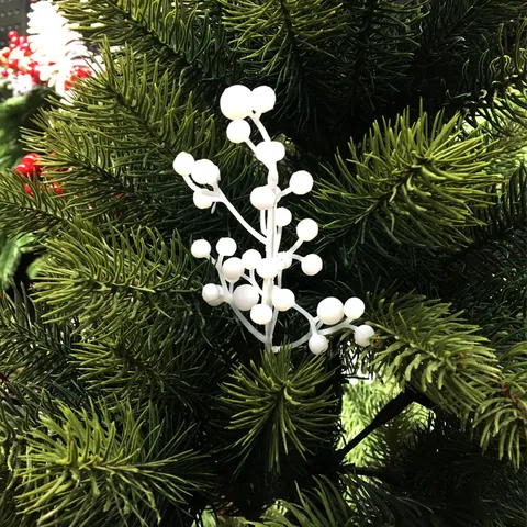 White Artificial Berry Stem Christmas Ornament For Xmas Tree Decoration DIY Holiday Floral Arrangement Home Decor Ornament
