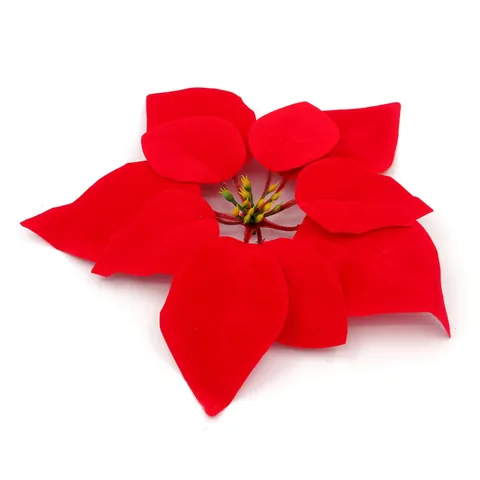 Artificial Poinsettia Flowers For Christmas Tree Decoration Glitter Floral Ornaments For Wreaths Garland Holiday Party Home Decor