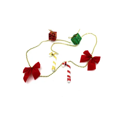 Christmas Tree Hanging Decoration Garland Chain Gold Bead Chain With Colorful Balls Or Candy Cane For Holiday Party Decor