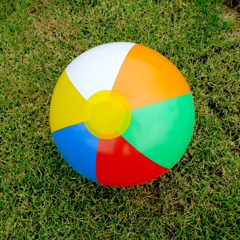 Classic Inflatable Rainbow Beach Ball For Pool Outdoor Water Play Summer Fun PVC Six Color Block Toy Ball For Kids Adults