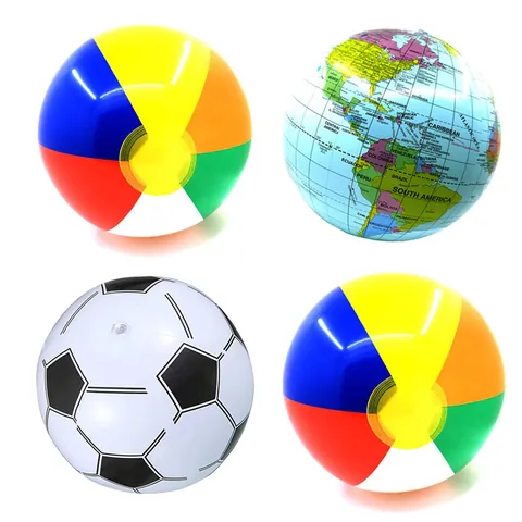 Inflatable Rainbow Beach Ball Classic PVC Soccer Ball For Kids Pool Water Play Outdoor Summer Party Game Toy Ball